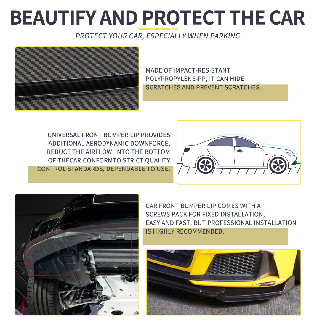 Carbon Fiber Front Bumper Lip Spoiler Splitter Kit For HONDA ACCORD