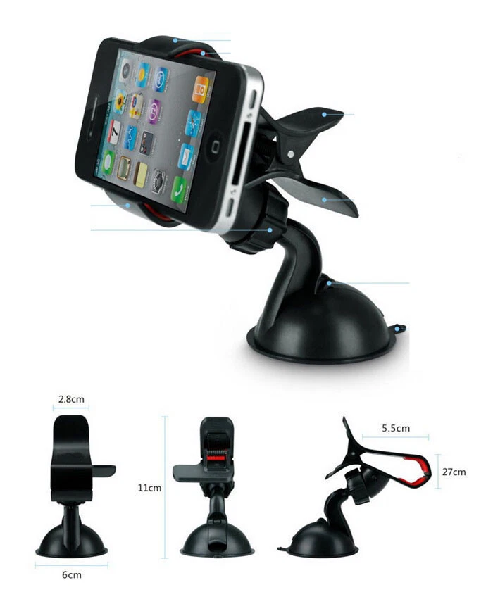 windshield Long Mount Phone Car Holder for GPS Samsung Galaxy S6 S7 S8 S9 S10 - Image 2 of 4