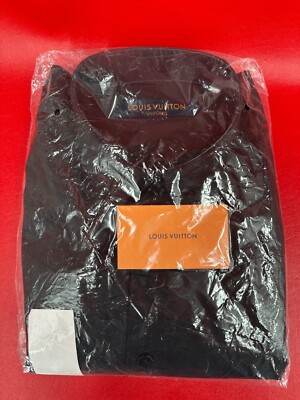 Louis Vuitton Uniforms Mens Black Cotton Collared DNA Dress Shirt