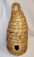 Vintage Beehive Basket Bee Skep 13.5" Old Primative Look Woven Latched Rustic