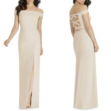 NEW 3040 DESSY Collection CAMEO Off the Shoulder BOW BACK Evening Dress GOWN 10