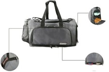 Gym Travel Duffle Bag - Unisex Sports Holdall, Grey, Large Capacity & Pockets