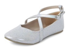 Girls Glitter Cross Strap Ballet Flats Silver New w/Tags Children s Place Size 5