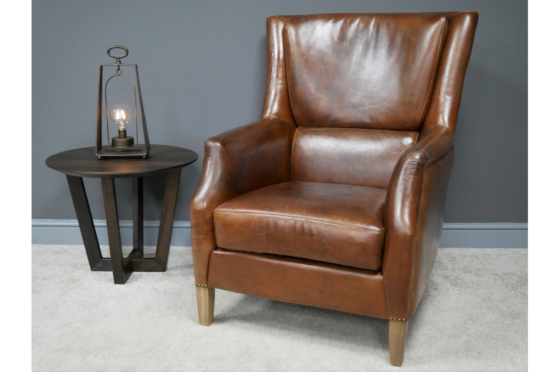 Brazilian leather Chair style Reading Chair Tan Leather High Back Arm