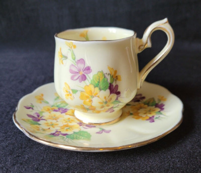 Vintage Royal Albert Demitasse Cup and Saucer Pale Yellow