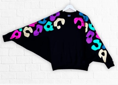 Zilla Kids Unisex Sweater Jumper Batwing Bonnie Leopard Rainbow Black 4XL UK 24