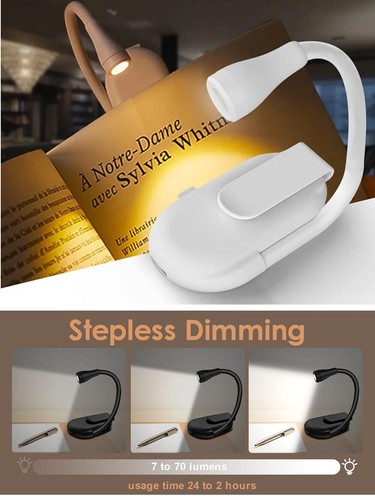 Rechargeable Book Light Reading Lights for Books in Bed Led Book Night Lamp 3 Co - Afbeelding 6 van 19