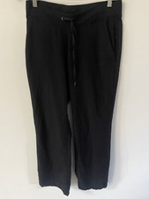 Athleta Straight Leg Yoga Pant SZ 8 Black Drawstring Wide Waist Band Athleisure