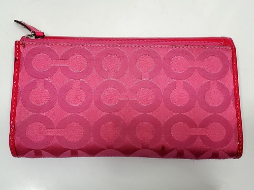 Coach Pink Wallet Madison Op Art Slim Checkbook Credit Card Coin Horse Carriage - Bild 9 von 12