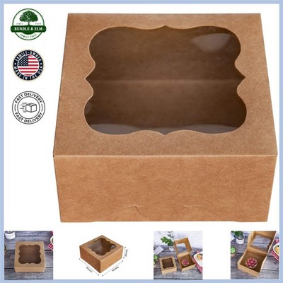 Rectangular Bakery Boxes with Clear Panels for Pies and Cookies, 15 Count