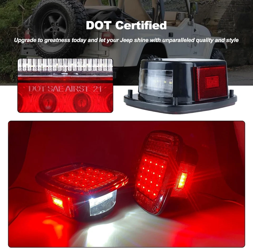 Tail Lights Assembly 1979-2006 Jeep Wrangler TJ YJ CJ5 CJ7 Red Rear Combination — 第 2/4 张图片