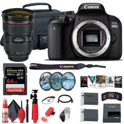Canon EOS Rebel 800D / T7i DSLR Camera (Body Only) + EF 24-70mm Lens Advanced