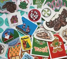 Vintage 80s Scratch & Sniff Sticker Christmas Partials Cut Singles As Is Lot