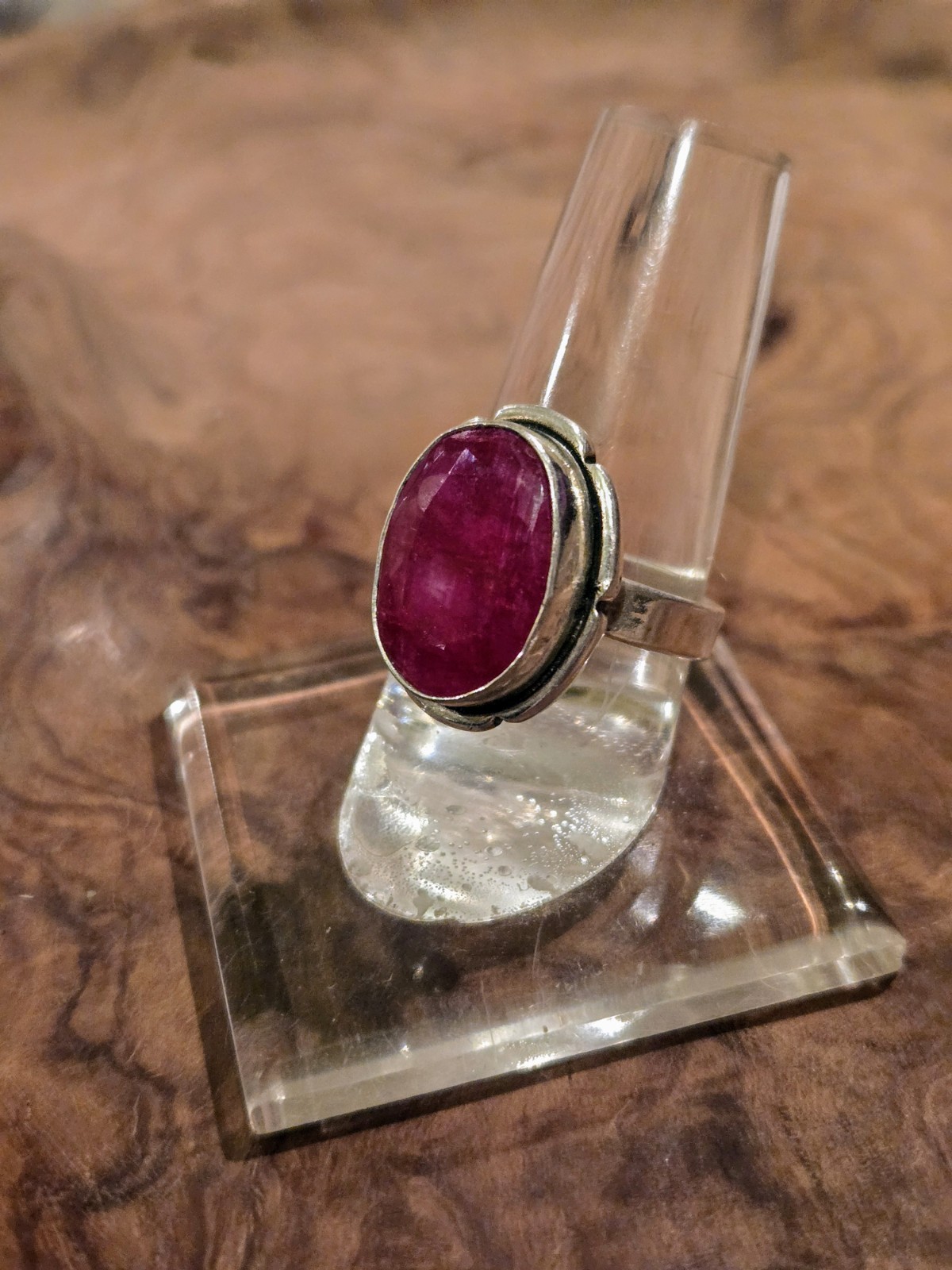 Sterling Silver Ruby Statement Ring Size 6.5 - image 3