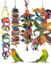 Bissap 4 PCS Bird Chew Toys, Multicolored Bagel Cascade 4 PCS, Colorful