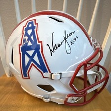 Warren Moon Signed Oilers Full-Size Speed Helmet Inscribed 