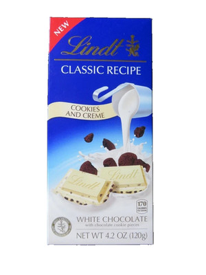 Lindt Classic Recipe Cookies And Creme White Chocolate Bar 4.2 Oz ^