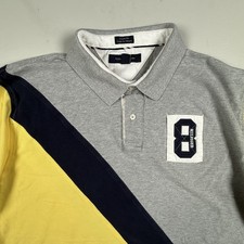 Y2K Tommy Hilfiger Color Block Cut  Sew SASH 8 Rugby /Polo Patch Shirt Sz: XXL