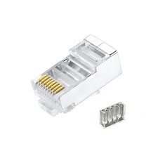 50 PCS Cat6 RJ45 Connectors 2 Piece Metal Shielded Ends FTP 8P8C Modular Plug