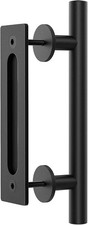 12"Sliding Barn Door Handles Hardware with Flush Finger Pull Double-Sided Des...