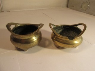2 x oriental small brass bowls c1900