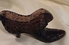 Vintage Fenton Amethyst Purple Daisy Button Glass High Heel Shoe Figurine