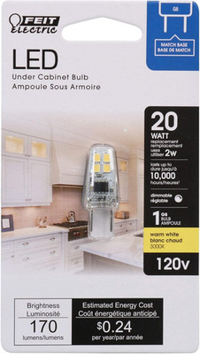 Feit LED G8 Light Bulb 2 Watts 170 Lumens 3000K Dimmable Warm White
