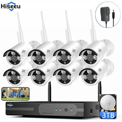 Hiseeu 8MP 4K 16CH 5G WiFi Outdoor Security Camera System 2Way Audio 3T HDD 24/7