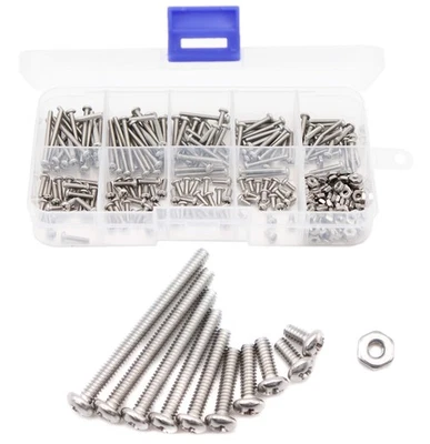 binifiMux 300pcs 2-56 Pan Phillips Machine Screws Hex Nuts Assortment Kit,5/3...