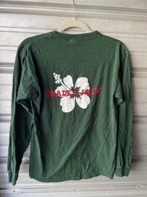 Vintage 90's Trader Joes Crew Employee Green Longsleeve T-Shirt Men's M FOTL