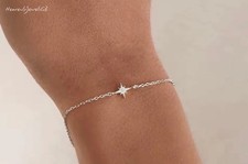 925 Sterling Silver Filled 8 Pointed Star Thin Dainty Bracelet