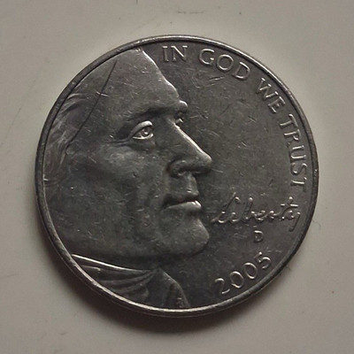 2005 Jefferson Nickel 5C Bison Reverse Business Strike Circulated Ungraded