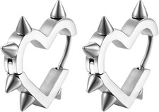 Y2K Spiky Heart Hoop Earrings for Women - Emo Punk Earrings, Black Spike Earring
