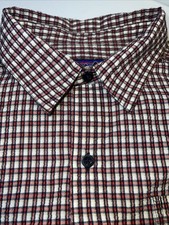 Patagonia Puckerware Shirt Mens Large Red Plaid Seersucker Pocket Short Sleeve