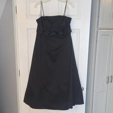David's Bridal Black Spaghetti Strap Bridesmaid Formal Dress Size 16 