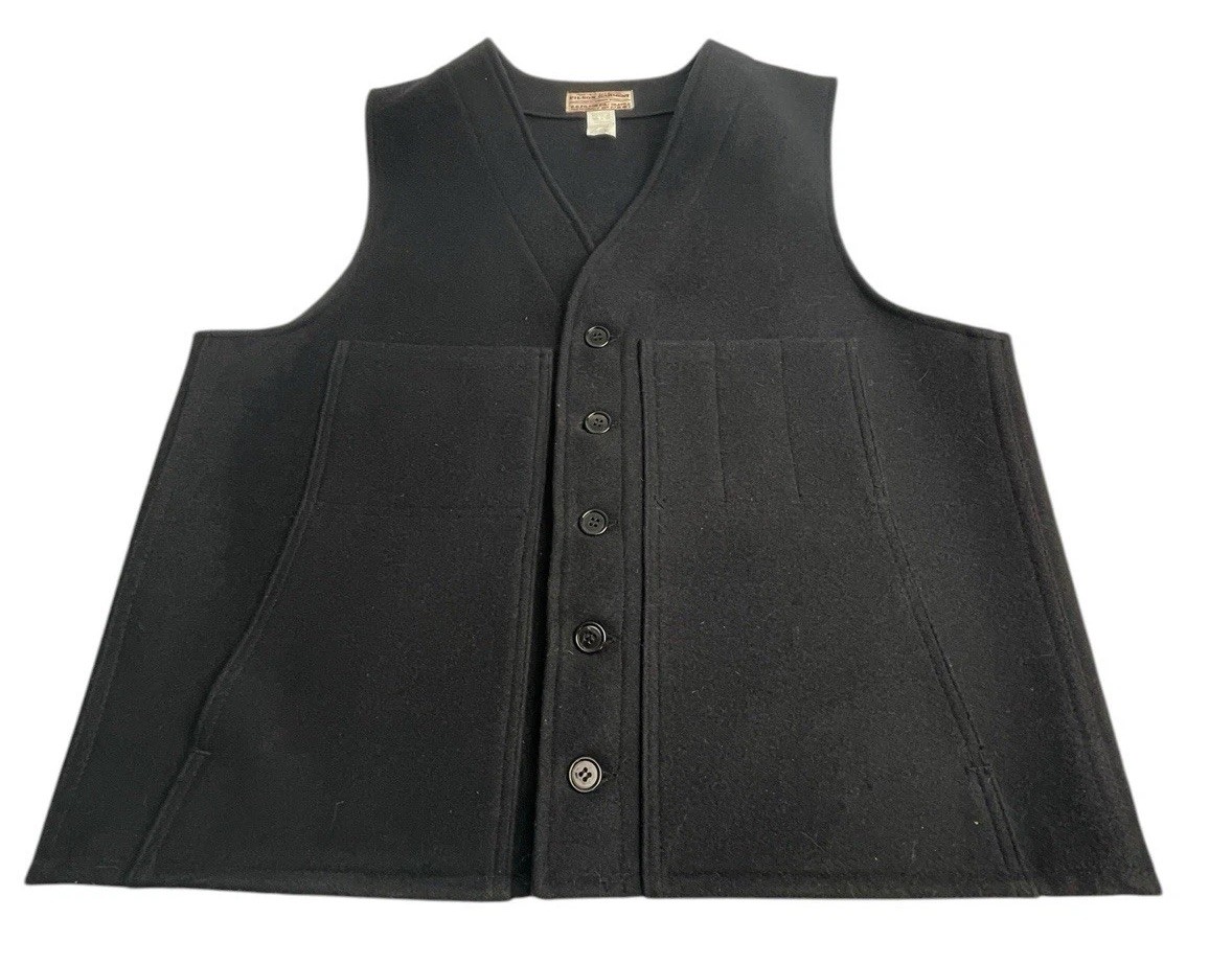 filson virgin wool vest USA製 Vintage Filson Virgin Wool Mackinaw Hunting Vest Navy Dk Blue Size