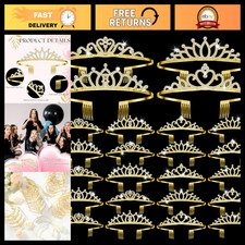 24 Pcs Crystal Tiara Crowns for Women - Elegant Party Accessories, Bridal Hairpi