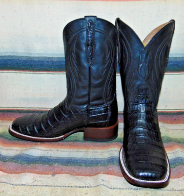 Mens Rujo The Roscoe Black Caiman / Leather Cowboy Boots 9 D New with Box