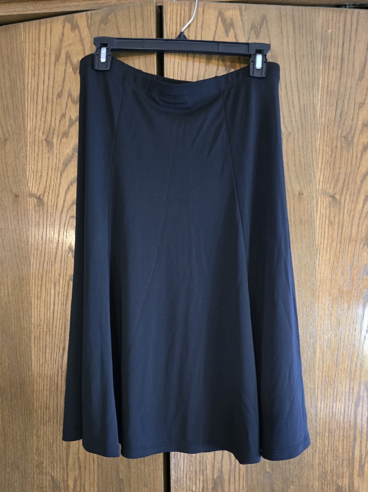Susan Graver Black Jersey Knit Knee-length A-line Skirt Women's MP Pre-owned EUC