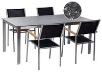 GartenmöBel Set Esstisch 180X90 Cm Mit 4 StüHlen Stoff Schwarz Cosoleto/Grosseto