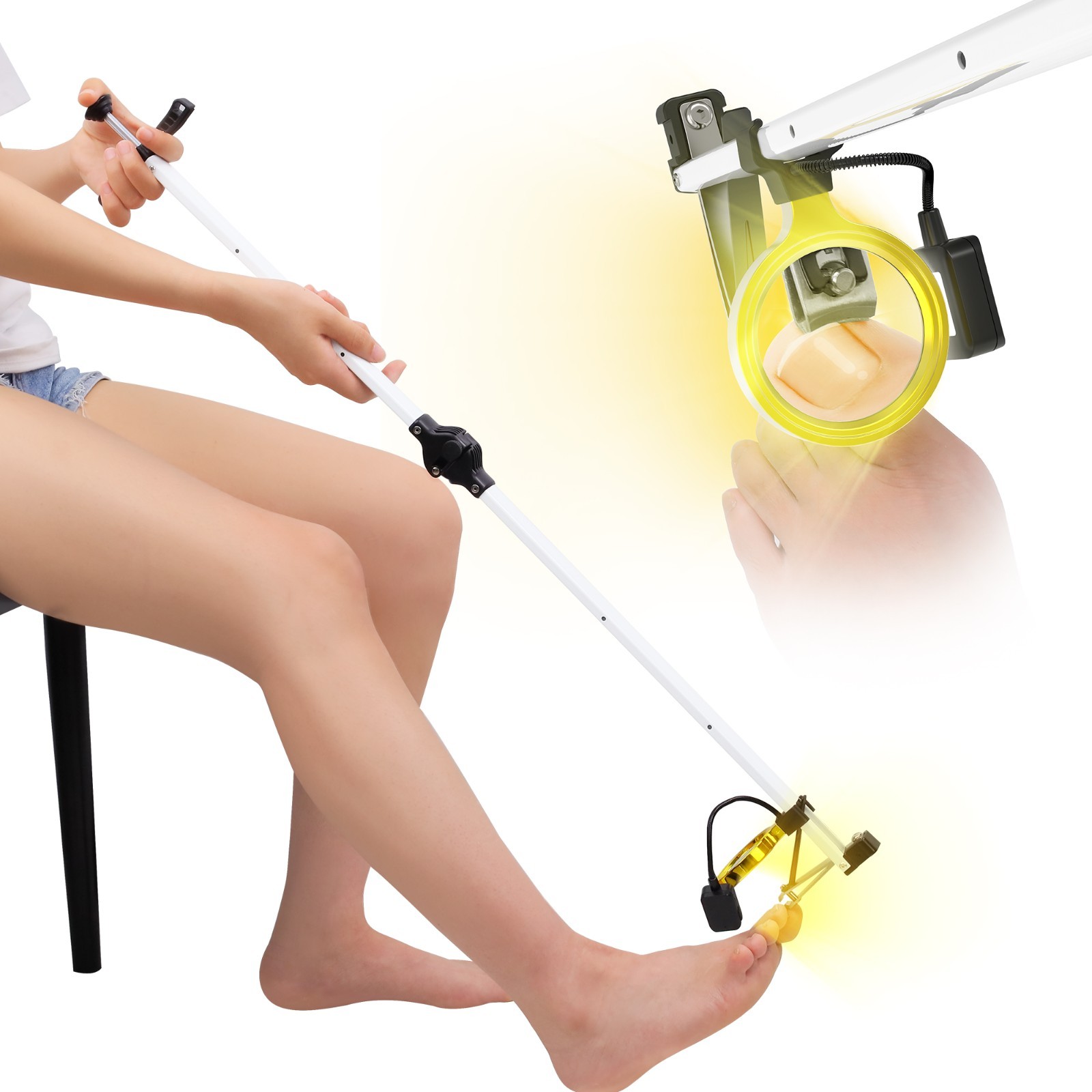 32" Foldable Long Handle Toenail Clippers for Seniors & Thick Nails Magnifier