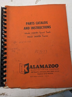 #ad KALAMAZOO 2500B 3600B SPEED TRUCK PARTS CATALOG LIST BOOK INSTRUCTION MANUAL $169.99