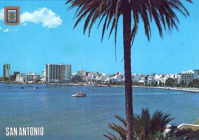 Postkarte SANTONIO ABAD SAN ANTONIO Strand Palmen Küste Boot Tropen AA14035