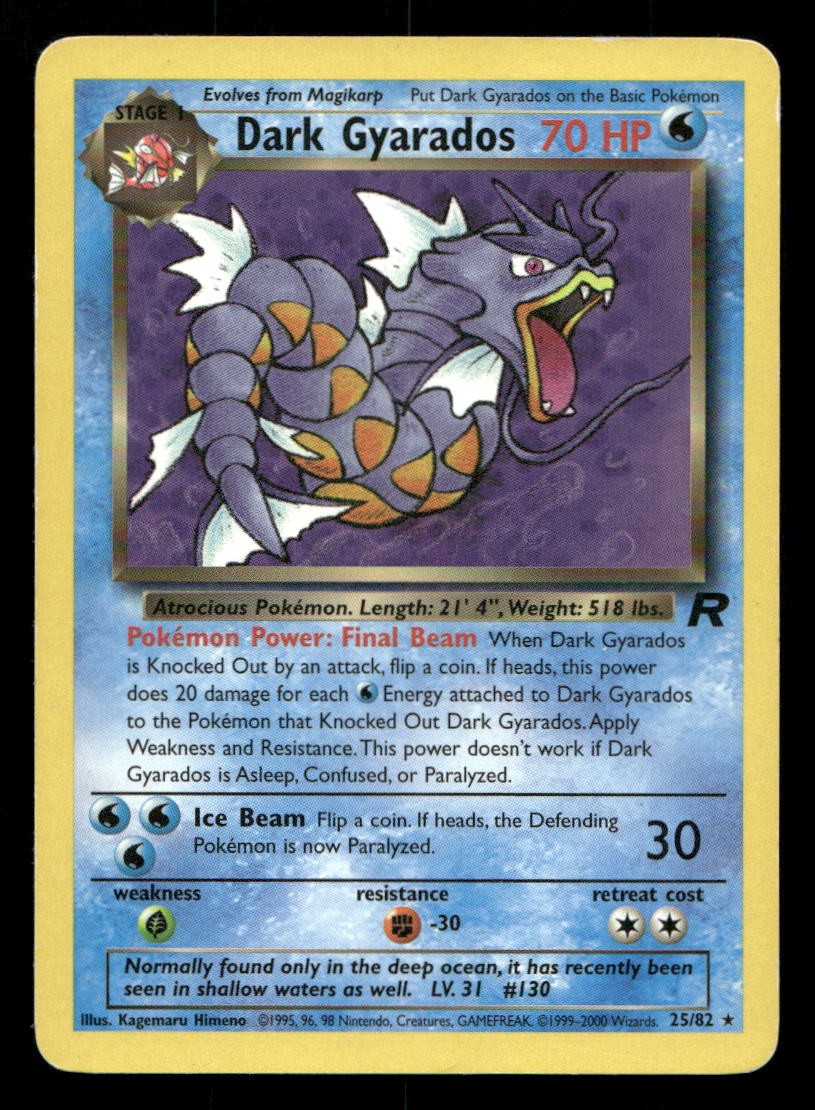 Dark Gyarados 25/82 Team Rocket Unlimited MP Pokemon