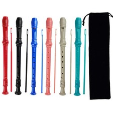 6 Pack 8 Hole Descant Soprano Recorders with Cleaning Rod  Storage Bag