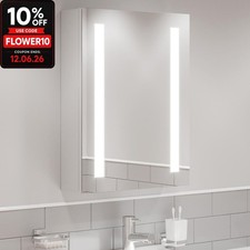 Image of Bathroom Mirror Cabinet LED Lights Wall Mounted Mains Demister IP44 500 x 650mm