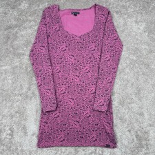 Vans Dress Small Pink Black Grunge Y2K Bodycon Floral Long Sleeve Tunic Size M