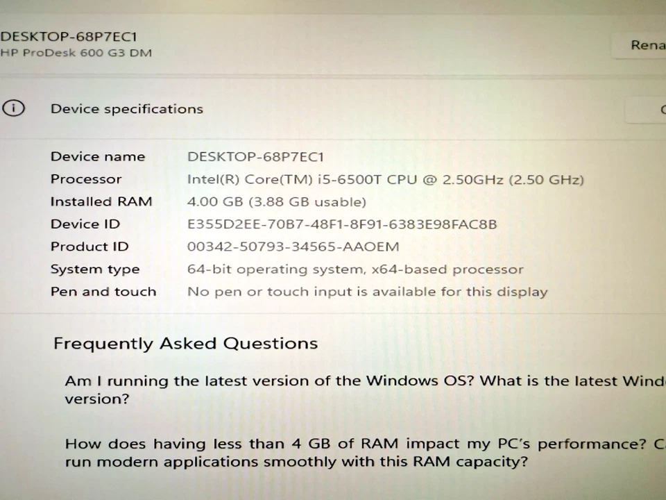 HP ProDesk 600 G3 Mini Desktop – Intel Core i5 6th Gen | 8GB RAM - Image 3 of 3