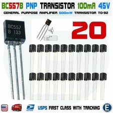 20 x BC557B BC557 Silicon PNP Transistors 45V 100mA 500mW Amplifier TO-92 Case