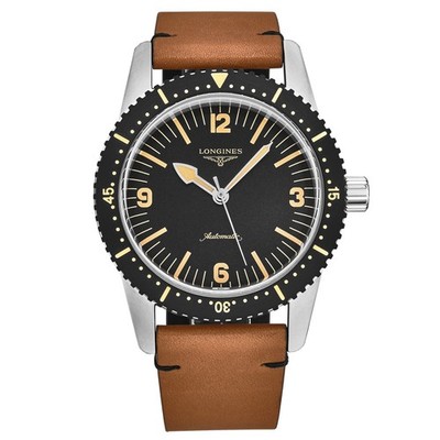 Longines Heritage Skin Diver 42MM AUTO BLK Dial LTHR Men's Watch L28224562